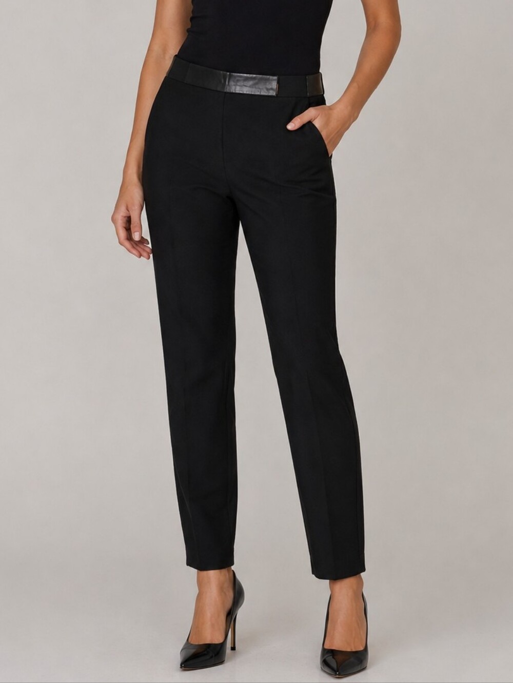 J Brand Wool Lambskin Leather Accent Slim Pants